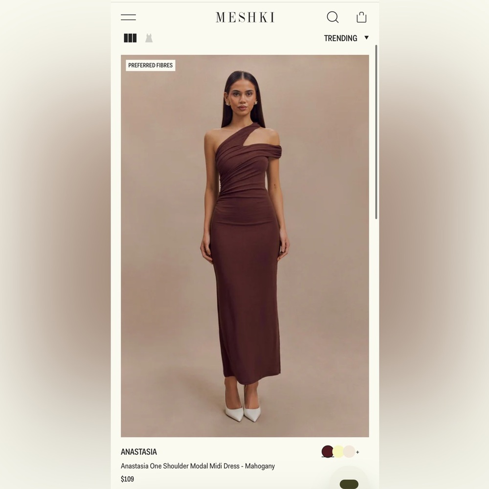 Meshki Anastasia Chocolate One-Shoulder Dress